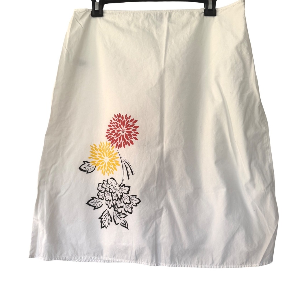 Ann Taylor Factory White Cotton Floral A-Line Skirt Size 10 Knee Length